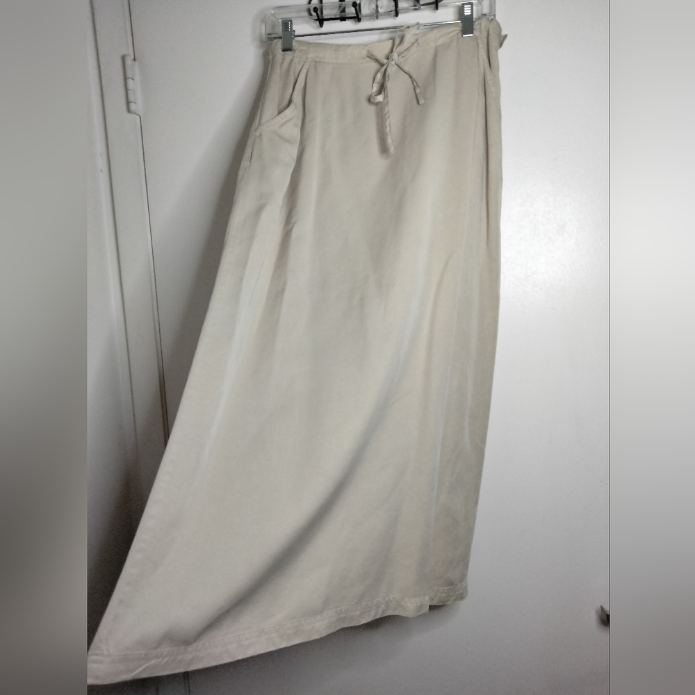 Linden Hill (Size M) Khaki 100% Lyocell Drawstring Slip Pockets Midi/Maxi Skirt - Picture 11 of 12
